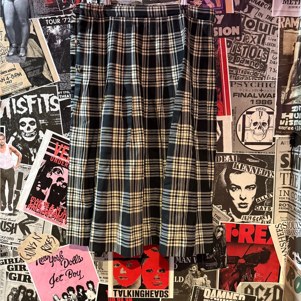 Vintage Plaid Black and White Women's Skirt